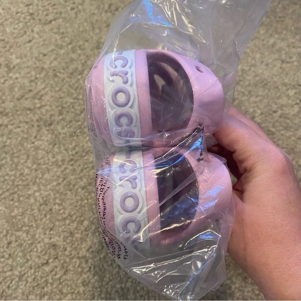 Crocs Crocband Cruiser Sandals NEW Sz 1 2 Purple Pink Open Toe Youth Kids Shoes